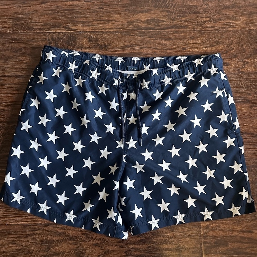 George Blue and White Star Swim Trunks